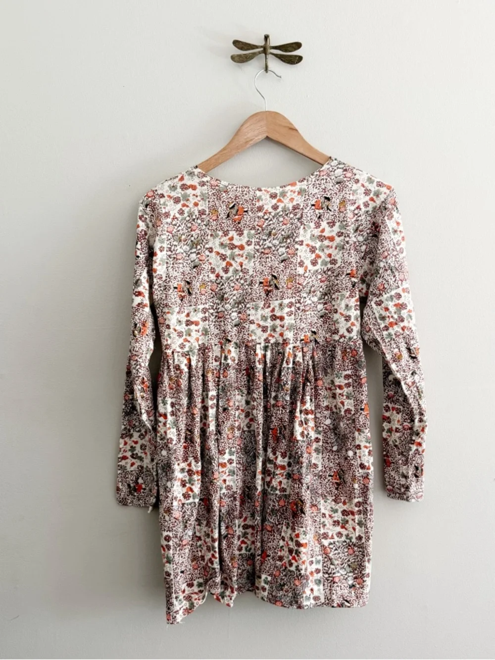 Vintage 90s Patchwork Floral Babydoll Dress Small
